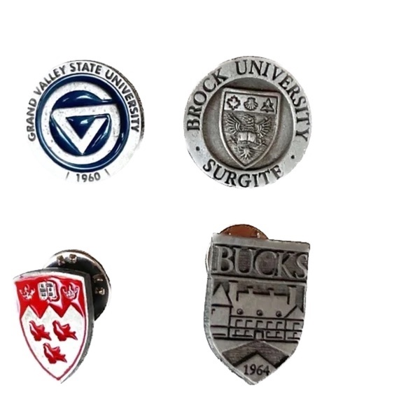 Vintage 1960s Collection of Four 3D  solid Pewter Uni Pins - Picture 1 of 7